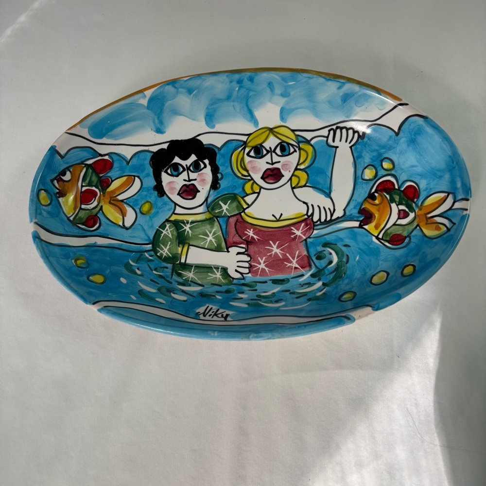 Vintage Italy Sorrento Dip A Mano Niky Signed Serving Platter
